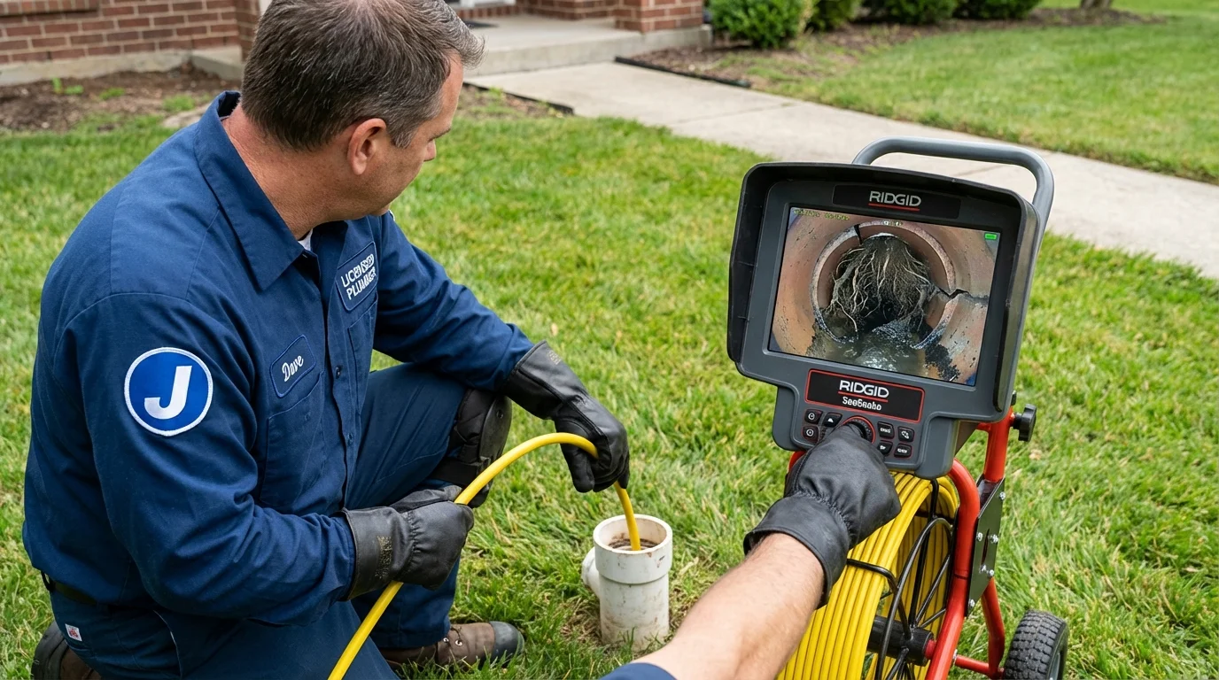 Sewer camera inspection being performed by Johns Plumbing LLC in Snyder
