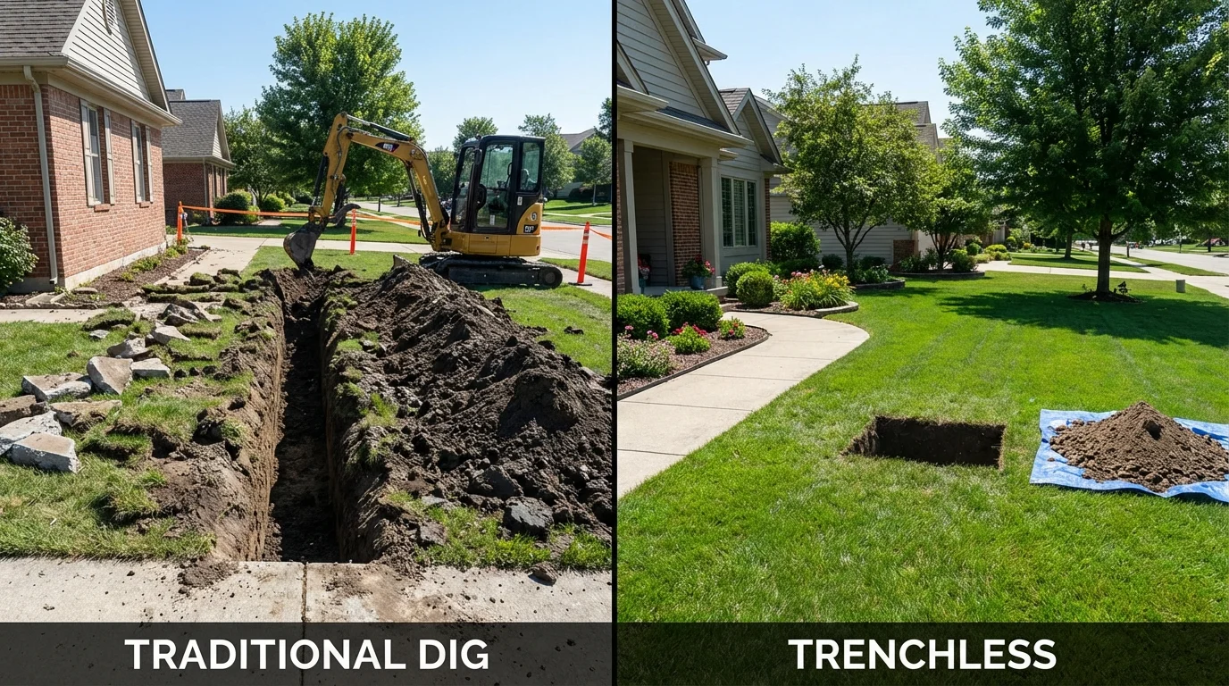 Trenchless sewer repair with minimal yard damage versus traditional excavation in Snyder, OK